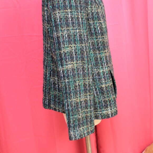 #565B Chico's Cool-Toned Plaid Dress Jacket Size 3 (16) - Picture 4 of 11